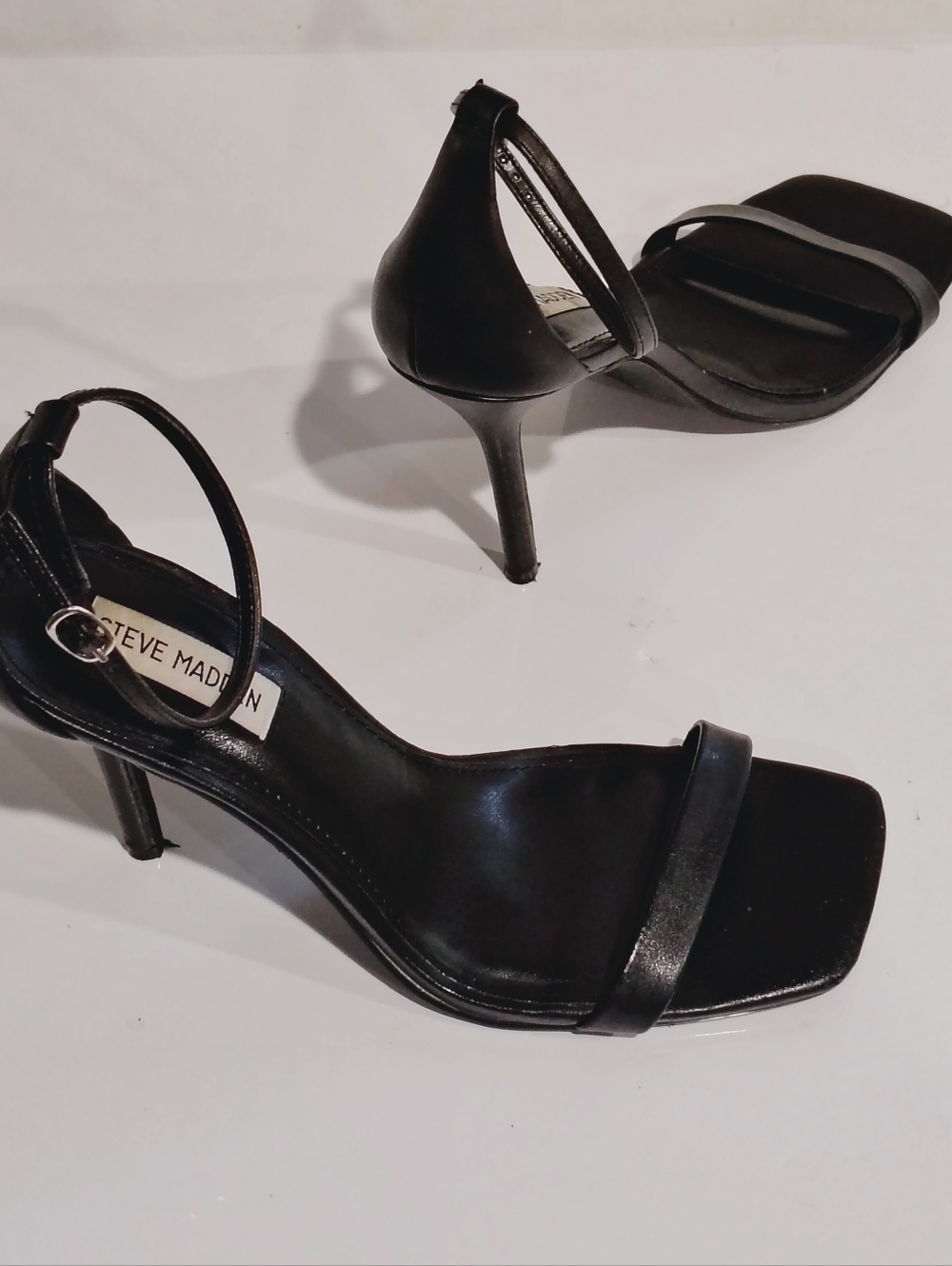 Steve Madden SHAYE Black Ankle-Strap Stiletto Sandals Size 10M